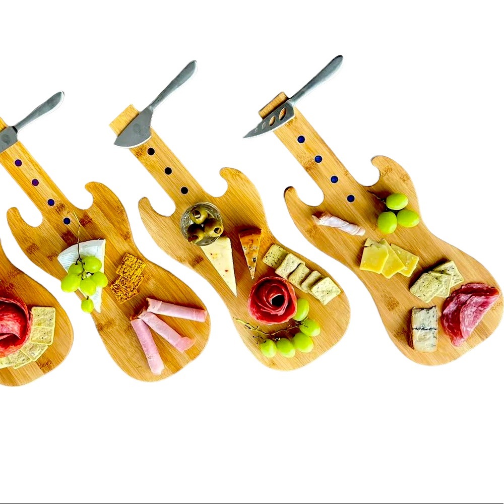 Guitar 🎸 charcuterie board with magnets for cheese 🧀 knife